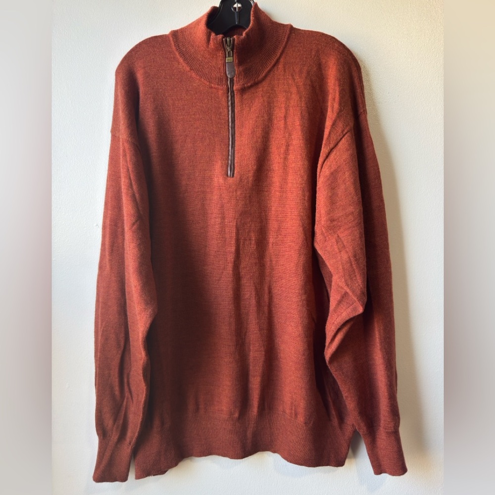 Orvis Men's Rust Zip-Up Sweater